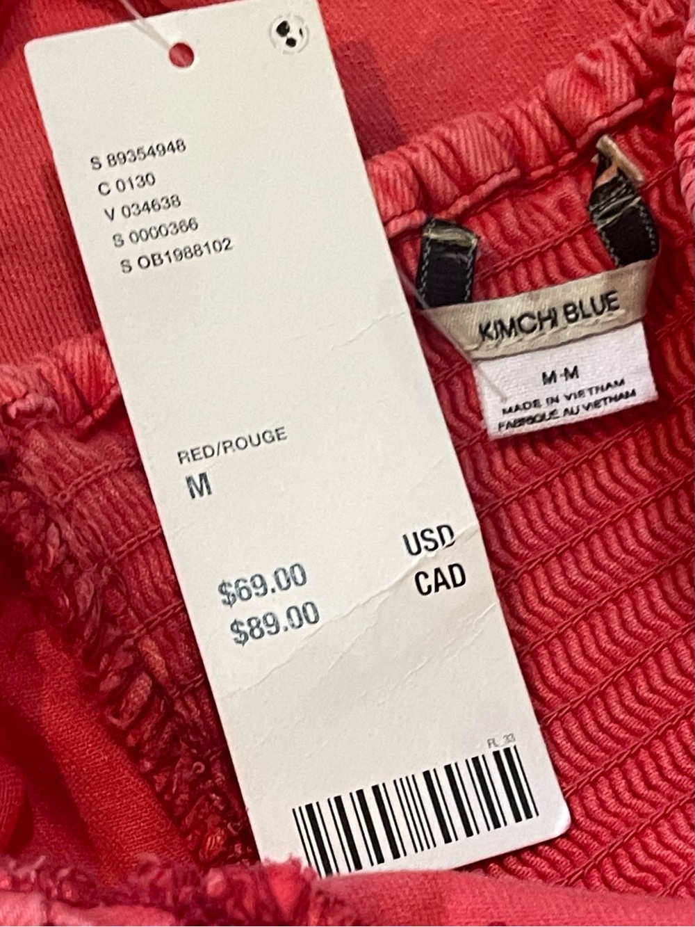 NWT Kimchi Blue Hailey Halter Denim Mini Dress Red Medium - Picture 10 of 10